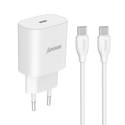 Kućni punjač Superior CO-DC24 Fast PD 25W 3A Type C na Type C beli