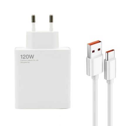 Kućni punjač Super Fast 120W Gan 6A USB A + Type C sa USB na Type C kablom beli