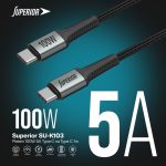 USB Data kabal Superior SU-K103 pleteni Fast 100W 5A Type C na Type C 1m sivi - Slika 4