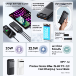Power bank prenosiva baterija REMAX Piloteer Series RPP-72 20W + 22.5W Fast Charging 20000 mAh crni - Slika 7