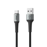 USB data kabal Superior SU-K108 pleteni Fast 27W 3A USB A na Type C 2m crni