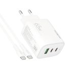 Kućni punjač Moxom MX-HC158 QC3.0 65W Type C na Type C beli